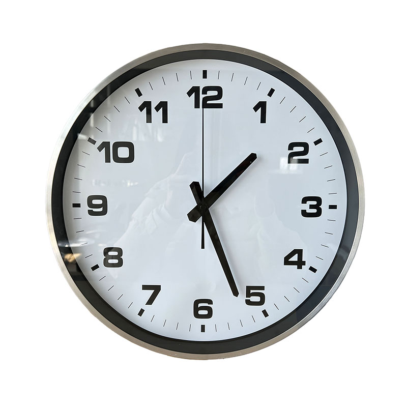 15인치 원형 은색 알루미늄 IP 네트워크 아날로그 PoE 타임 클록